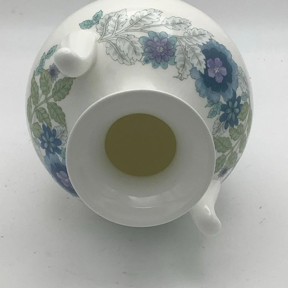 Wedgwood England Clementine Bone China Vase with Blue Floral Design